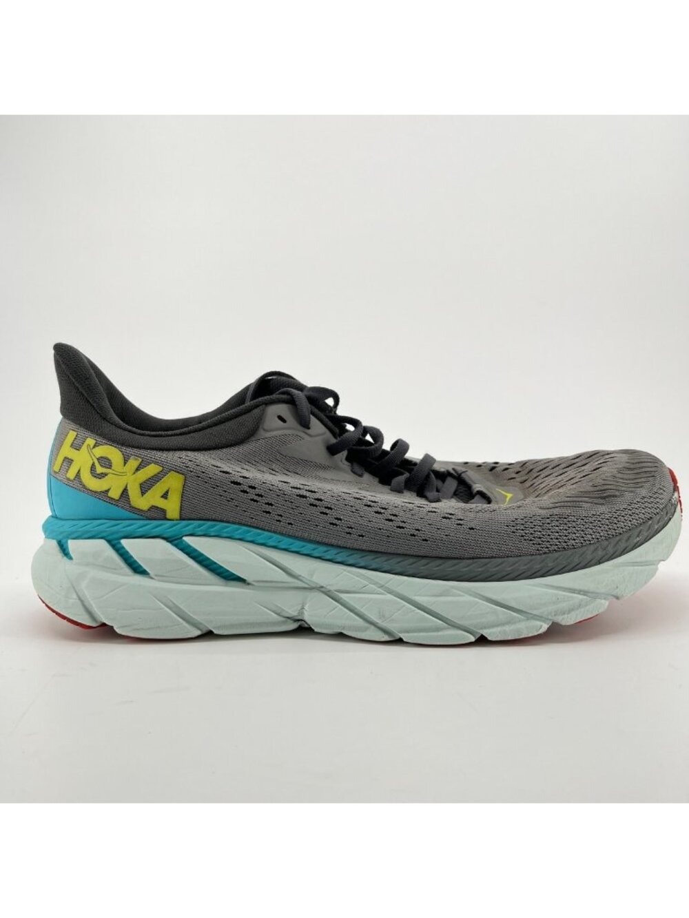 Hoka One One Clifton 7 Mens Size 11 Gray Blue Athletic Running Shoes Sneakers